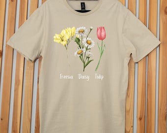 Floral Anti Trump T-Shirt: Freesia, Daisy, Tulip Design