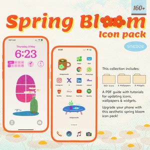 Spring Bloom Aesthetic App Icon Pack Creative Designs | Floral Cottagecore Wallpapers and Widgets for iOS and Android Phones and Tablets