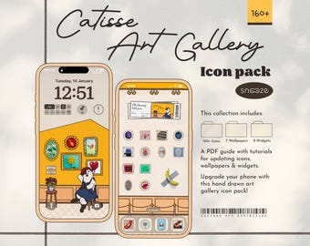 Pacchetto di icone per l'app Galleria d'arte: oltre 160 icone per sfondi/foto disegnate a mano (download digitale)