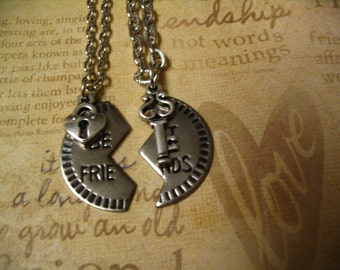 2 Best Friend Necklaces with Key and Heart Lock Charms