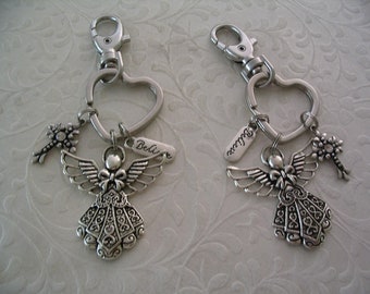2 Angel Keychains Cross Charm and Believe Charms for Friends Mother Daughter or Sisters Purse Charms Gift