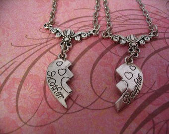Mother Daughter Necklaces Break apart Heart Set for Mother Daughter Gift