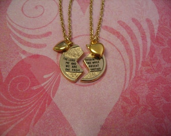 2 Religious Mizpah with Heart Jewelry for Friends Sisters Mother Daughter Loved Ones