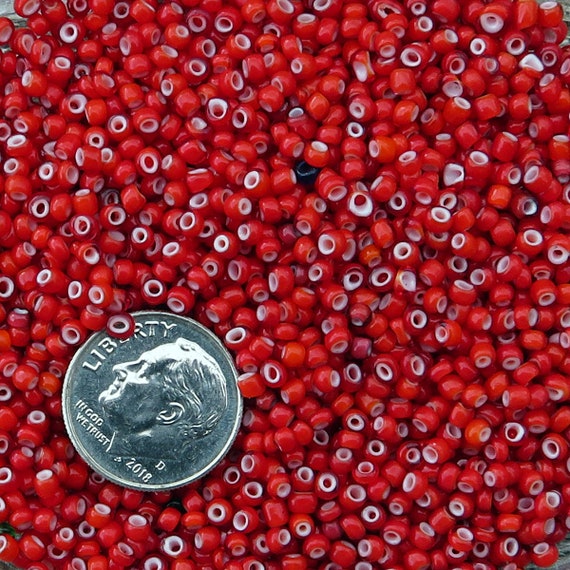 Italian Whiteheart Beads - Large Red Orange Tubes - Treefrog Beads