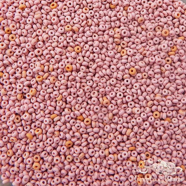 Size 16/0 vintage Venetian microbeads in opaque Cheyenne pink. Collectible and rare antique micro seed beads in beautiful dusty rose.