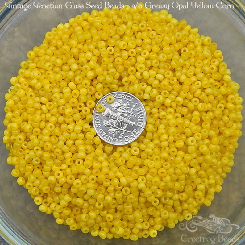 Vintage Glass Seed Beads in Greasy Yellow Corn. Etsy