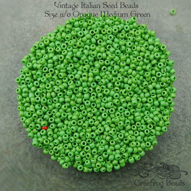 Size 11/0 Vintage Seed Beads in Opaque Medium Green. Etsy