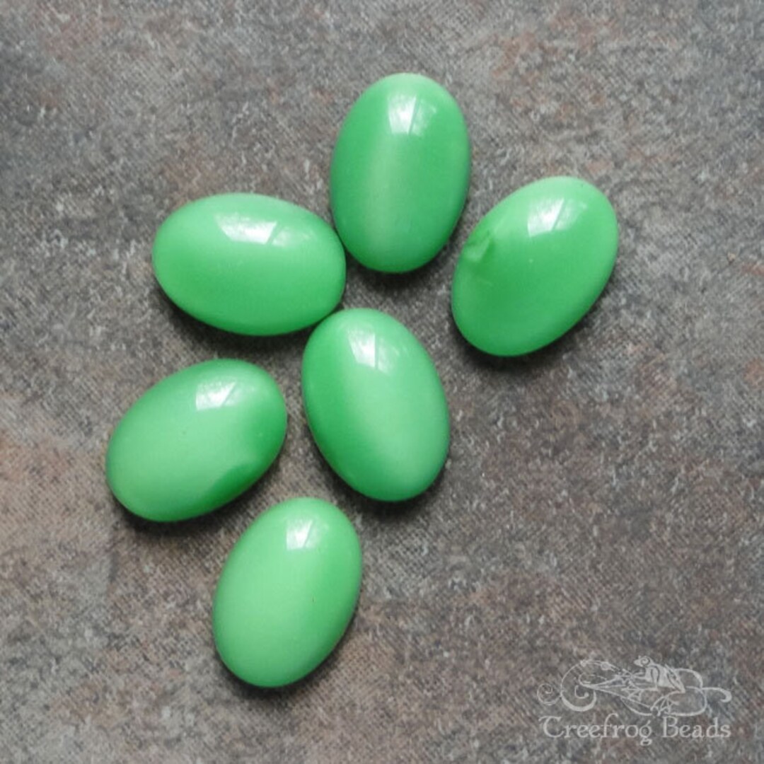 Vintage Faux Moonstone Glass Cabs in Pale Jade Green. 10x14 Mm Etsy