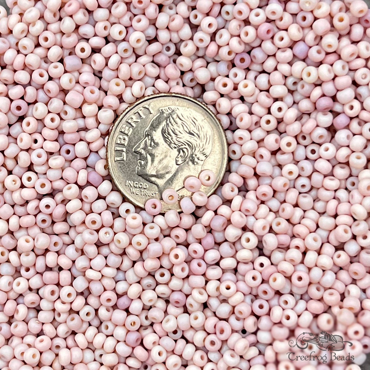 Size 10/0 Vintage Czech Seed Beads in Pale Pink Opaline Mix