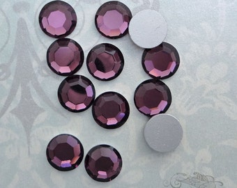 Vintage Swarovski crystal flatback rhinestones in transparent amethyst purple. Art 2000 flat back stones in ss42 or 9mm. Choose 6 or 12 pc