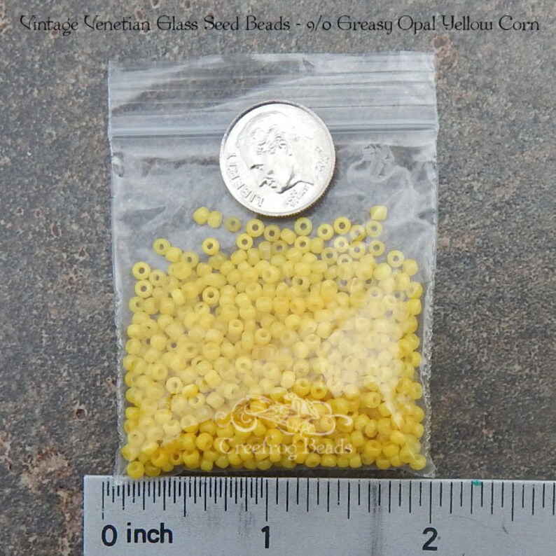 Vintage Glass Seed Beads in Greasy Yellow Corn. Etsy