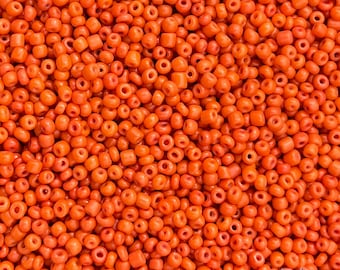 Vintage Venetian beads: size 11/0 seed beads in opaque orange salmon (10 grams)