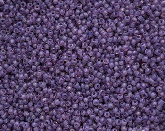 Vintage French glass beads: size 12/0 seed beads in purple orchid opal (10 grams)