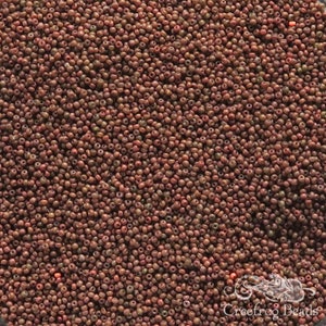 Size 18/0 antique micro seed beads in opaque brown mocha. Very small vintage Italian glass microbeads for detailed beading & doll arts. image 1