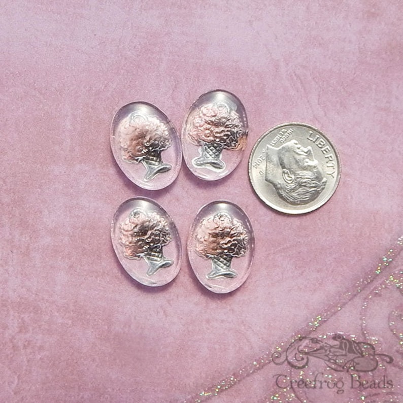 4 Vintage Glass Cabochons With Pink Flower Basket. 13x18 Mm - Etsy