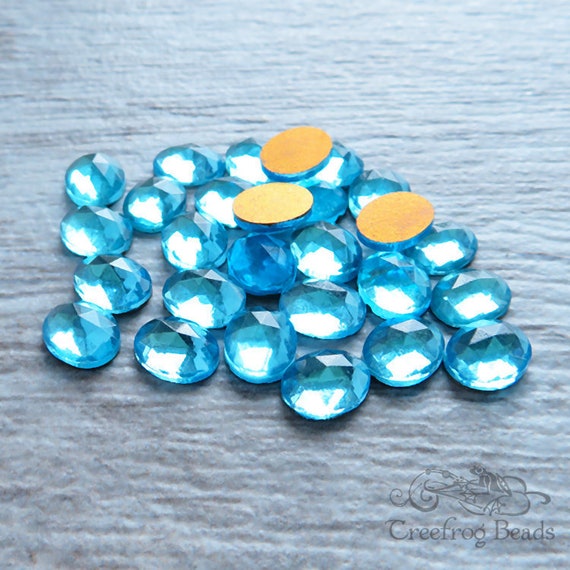 Aqua Faceted Glass Stones - Treefrog Beads