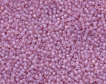 Vintage French glass beads: size 12/0 seed beads in translucent pale pink opal (10 grams)