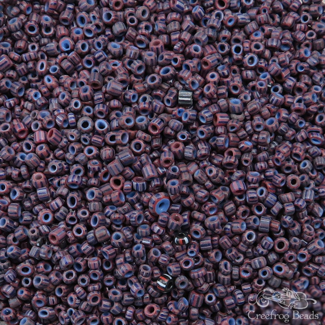 Size 11/0 Antique Italian Seed Beads in Opaque Purple Blue and Burgundy