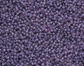 Vintage French glass  beads: size 12/0 seed beads in lavender purple opal (10 grams).