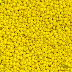 Size 11/0 vintage French seed beads in opaque medium yellow. 10 grams of collectible colorfast glass rocailles for beautiful beadwork.