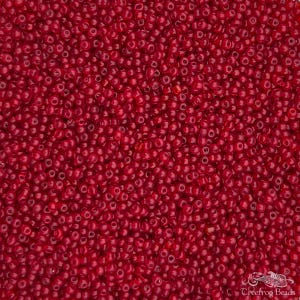 Size 14/0 vintage micro seed beads in transparent ruby red. Tiny rare handmade Italian glass beads for purse repair, doll art & miniatures.