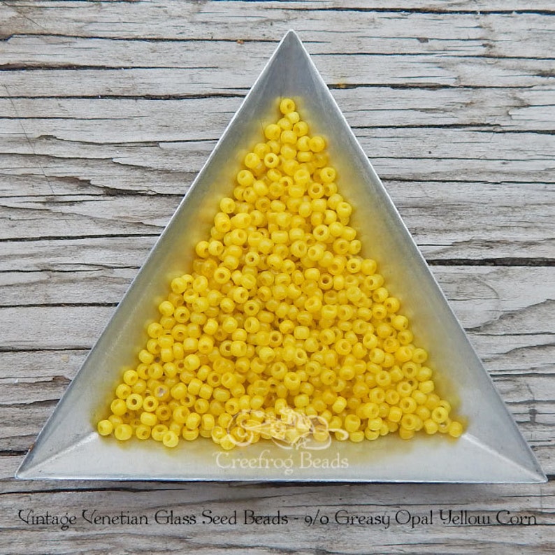 Vintage Glass Seed Beads in Greasy Yellow Corn. Etsy