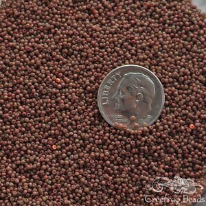 Size 18/0 antique micro seed beads in opaque brown mocha. Very small vintage Italian glass microbeads for detailed beading & doll arts. image 2