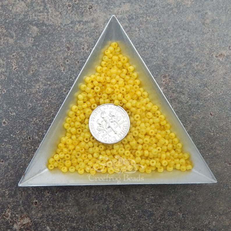 Vintage Glass Seed Beads in Greasy Yellow Corn. Etsy