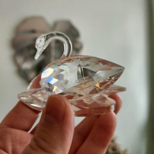 2 Vintage Swarovski Crystal Swan Figurines