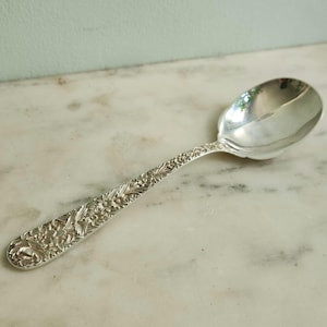 Repousse by S Kirk & Son Sterling Silver Casserole or Salad Serving Spoon 9 1/8&quot;
