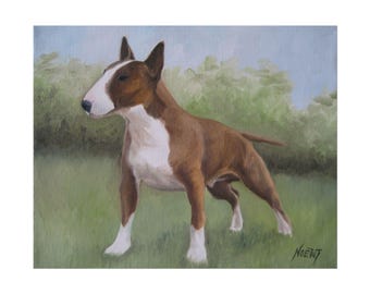 Fine Art Print, Strong, Bull Terrier, Animal Art, Home Wall Decor, Dog Lover Gift, Pet Memorial, Animal, pet portrait,