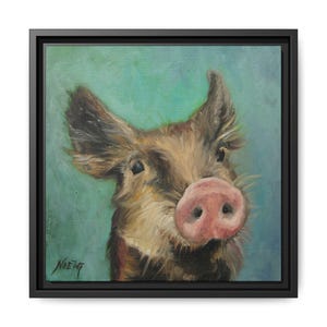 Little Piglet, Canvas Print,  Farm Animal Art, Framed Wall Decor, Home Decor, Pig Lover Gift, Country living