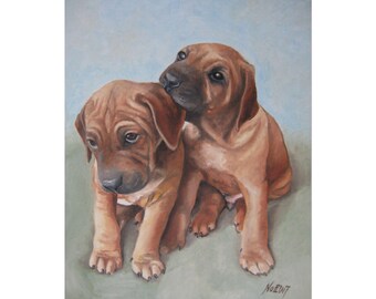Brothers, Fine art Print, Ridgeback Dog Puppies Playing, Wall Art Home Decor, Animal Lover Gift