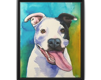 Canvas Print, Happy Staffordshire Bull Terrier, Dog Portrait, Animal Art, Home Wall Decor, Dog Lover Gift, Pet Memorial, Animal, pitbull,