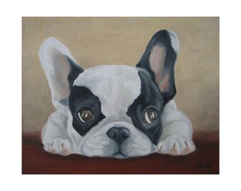 Fine Art Print, French Bulldog Puppy, Animal Art, Home Wall Decor, Dog Lover Gift, Pet Memorial, Animal, cute, pet portrait, black and white