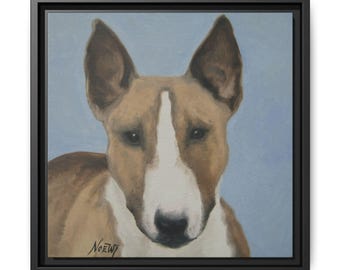 Sweet Bully, Canvas Print,  Animal Art, Framed Wall Decor, Home Decor, Dog Lover Gift, Bull Terrier Art