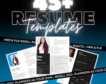 Paquete de más de 45 plantillas de CV / MRR, PLR, derechos de reventa / Negocios digitales, CV de Google Drive, CV de plantilla, CV para la vida y los negocios