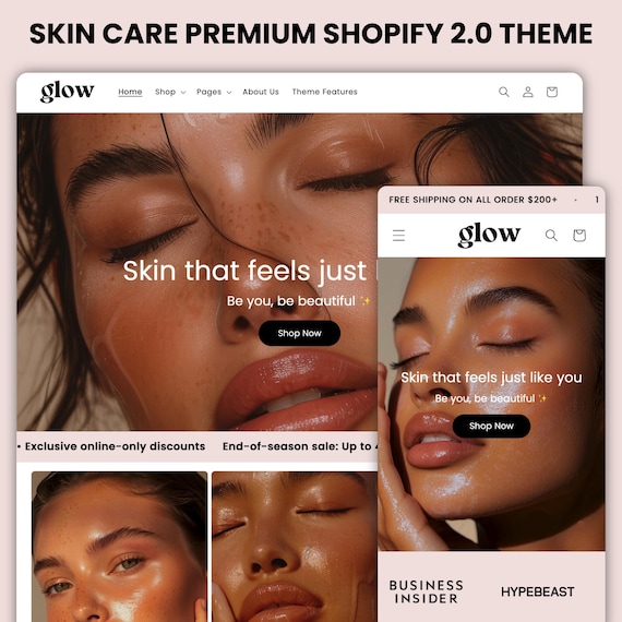 Glow Skin Shopify Theme | Shopify Theme Template | Premium Shopify Theme | Shopify Theme | Website Design Template | Shopify Website