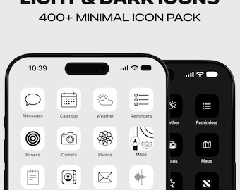 Premium Light and Dark App Icons | Minimal | iOS 18 Homescreen | Modern Sleek Dark Mode Icon Pack | Android Icons | Minimal iPhone Icons