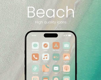 Beach iPhone App Icons: Minimalist Home Screen Theme (iOS & Android)