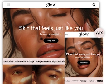 Glow Skin Wix Template | Wix Website Theme | Beauty Wix Template | Wix Clothing Website | Website Design Template | Wix Website Template