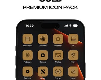 Gold App Icons Minimal Atemberaubend iOS 14, iOS 18 Home Screen Modern Minimal Weiß Icon Pack Social Media Phone für iPhone & Android