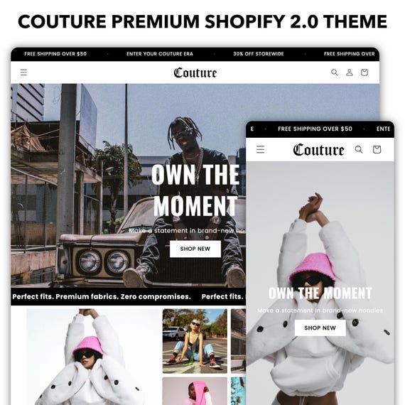 Couture Shopify Theme | Shopify Theme Template | Fashion Shopify Theme | Shopify Clothing | Website Design Template | Shopify Website