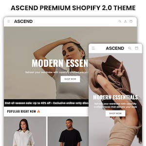 Ascend Shopify-tema | Shopify-tema | Shopify-tema för mode | Shopify-kläder | Webbdesignmall | Fitnesswebbplats