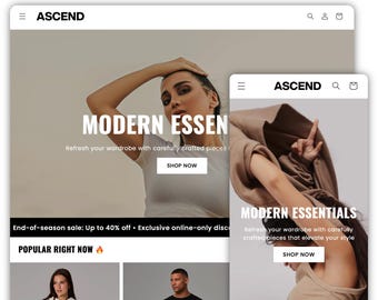 Ascend Shopify Theme | Shopify Theme | Fashion Shopify Theme | Shopify Clothing | Website Design Template | Fitness Website