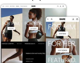Bare Shopify Theme | Shopify Theme Template | Fashion Shopify Theme | Shopify Clothing | Website Design Template | Shopify Website