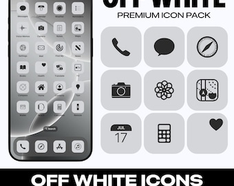 Off White Light Mode Icons | Minimal App Icons | White Icon Pack | iOS 18 Homescreen | Icon Pack | Android Icons | Minimal iPhone Icons
