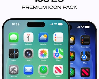 iOS 26 App Icons: Light & Dark Mode, Custom iPhone Home Screen (Digital Download)
