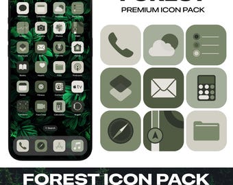 Forest Minimal iPhone App Icons Homescreen Icons Home Screen Widgets Social Media Free Custom Icons Icon Pack for iPhone & Android