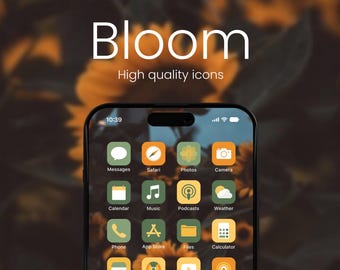 Bloom Minimal iPhone App Icons Homescreen Icons Home Screen Widgets Social Media Free Custom Icons Icon Pack for iPhone & Android